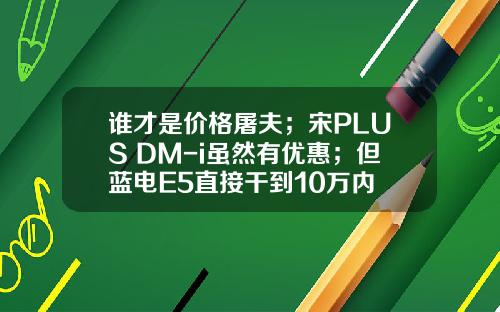 谁才是价格屠夫；宋PLUS DM-i虽然有优惠；但蓝电E5直接干到10万内
