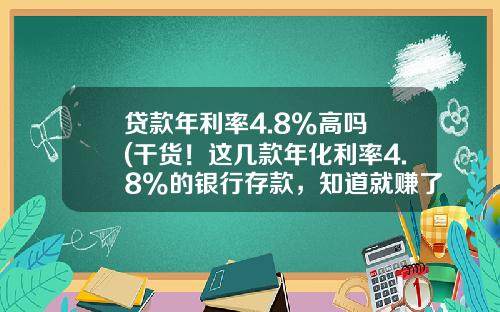 贷款年利率4.8%高吗 (干货！这几款年化利率4.8%的银行存款，知道就赚了)