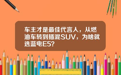 车主才是最佳代言人，从燃油车转到插混SUV，为啥就选蓝电E5？
