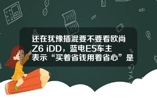 还在犹豫插混要不要看欧尚Z6 iDD，蓝电E5车主表示“买着省钱用着省心”是王道！