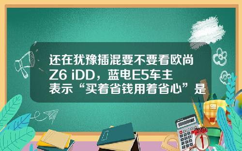 还在犹豫插混要不要看欧尚Z6 iDD，蓝电E5车主表示“买着省钱用着省心”是王道