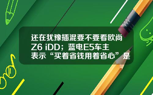 还在犹豫插混要不要看欧尚Z6 iDD；蓝电E5车主表示“买着省钱用着省心”是王道！