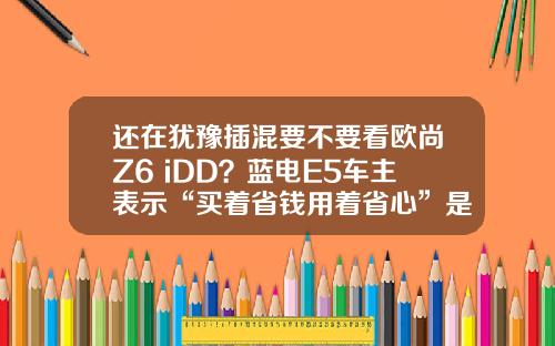 还在犹豫插混要不要看欧尚Z6 iDD？蓝电E5车主表示“买着省钱用着省心”是王道！