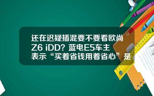 还在迟疑插混要不要看欧尚Z6 iDD？蓝电E5车主表示“买着省钱用着省心”是王道！