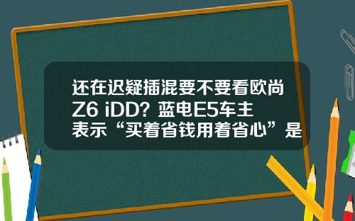 还在迟疑插混要不要看欧尚Z6 iDD？蓝电E5车主表示“买着省钱用着省心”是王道