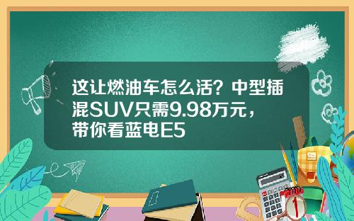 这让燃油车怎么活？中型插混SUV只需9.98万元，带你看蓝电E5