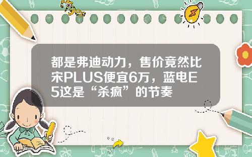 都是弗迪动力，售价竟然比宋PLUS便宜6万，蓝电E5这是“杀疯”的节奏