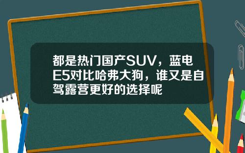 都是热门国产SUV，蓝电E5对比哈弗大狗，谁又是自驾露营更好的选择呢