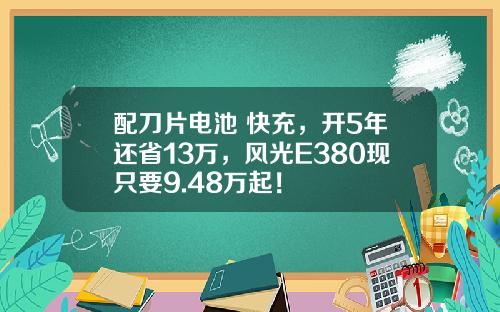 配刀片电池+快充，开5年还省13万，风光E380现只要9.48万起！