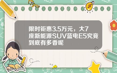 限时钜惠3.5万元，大7座新能源SUV蓝电E5究竟到底有多香呢