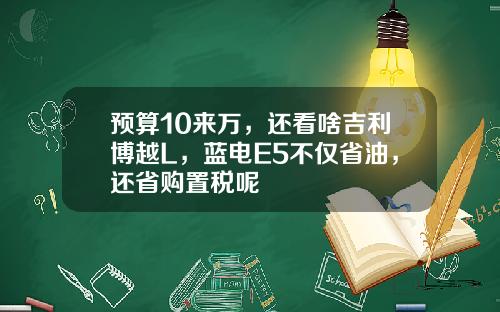 预算10来万，还看啥吉利博越L，蓝电E5不仅省油，还省购置税呢
