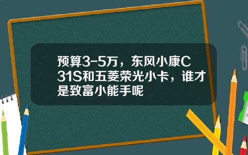 预算3-5万，东风小康C31S和五菱荣光小卡，谁才是致富小能手呢