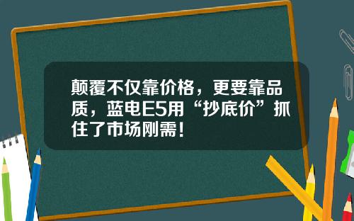 颠覆不仅靠价格，更要靠品质，蓝电E5用“抄底价”抓住了市场刚需！
