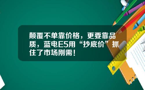 颠覆不单靠价格，更要靠品质，蓝电E5用“抄底价”抓住了市场刚需！