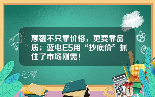 颠覆不只靠价格，更要靠品质；蓝电E5用“抄底价”抓住了市场刚需！