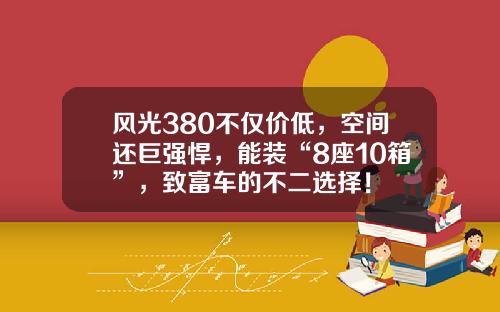 风光380不仅价低，空间还巨强悍，能装“8座10箱”，致富车的不二选择！