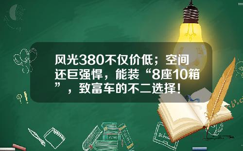 风光380不仅价低；空间还巨强悍，能装“8座10箱”，致富车的不二选择！