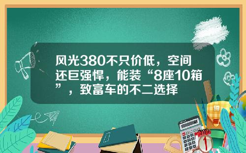 风光380不只价低，空间还巨强悍，能装“8座10箱”，致富车的不二选择