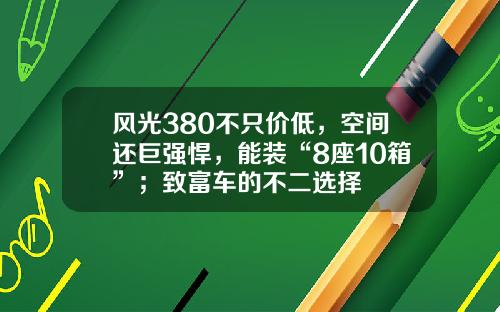 风光380不只价低，空间还巨强悍，能装“8座10箱”；致富车的不二选择