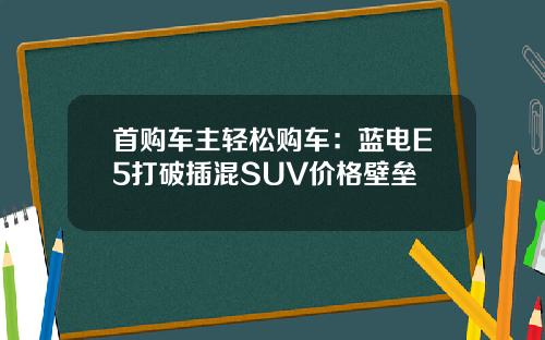 首购车主轻松购车：蓝电E5打破插混SUV价格壁垒