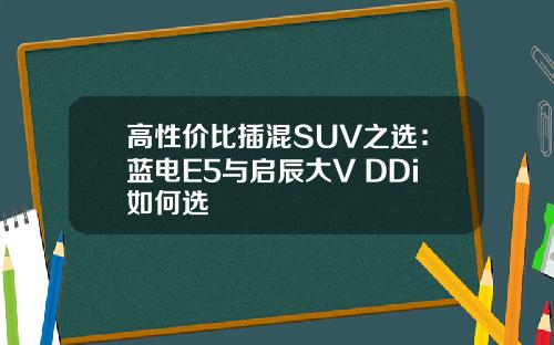 高性价比插混SUV之选：蓝电E5与启辰大V DDi如何选