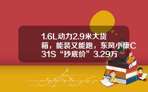 1.6L动力2.9米大货箱，能装又能跑，东风小康C31S“抄底价”3.29万元！