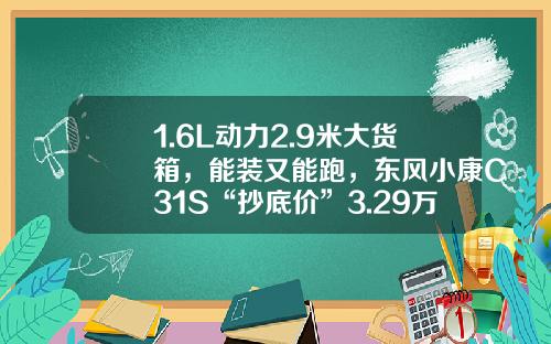 1.6L动力2.9米大货箱，能装又能跑，东风小康C31S“抄底价”3.29万！