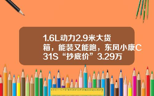 1.6L动力2.9米大货箱，能装又能跑，东风小康C31S“抄底价”3.29万