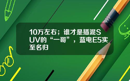10万左右；谁才是插混SUV的“一哥”，蓝电E5实至名归