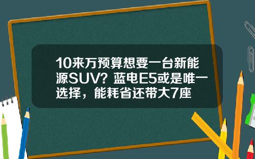 10来万预算想要一台新能源SUV？蓝电E5或是唯一选择，能耗省还带大7座