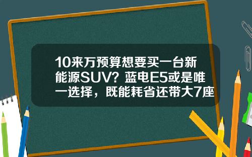 10来万预算想要买一台新能源SUV？蓝电E5或是唯一选择，既能耗省还带大7座！