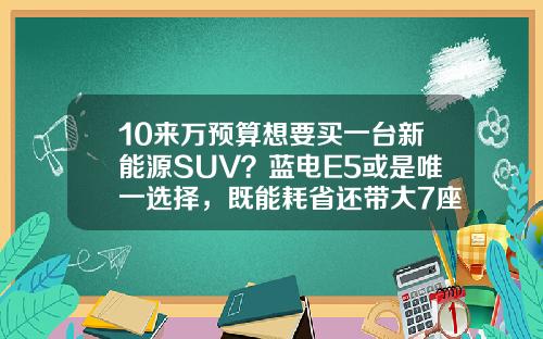 10来万预算想要买一台新能源SUV？蓝电E5或是唯一选择，既能耗省还带大7座