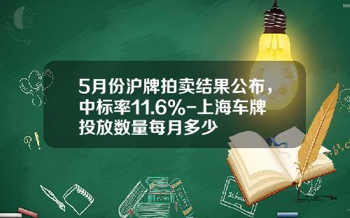 5月份沪牌拍卖结果公布，中标率11.6%-上海车牌投放数量每月多少