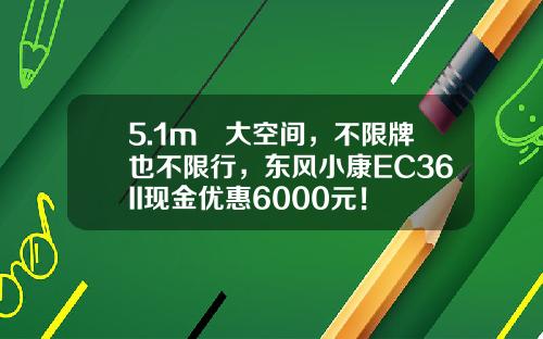 5.1m³大空间，不限牌也不限行，东风小康EC36II现金优惠6000元！