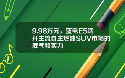 9.98万元，蓝电E5踹开主流自主燃油SUV市场的底气和实力