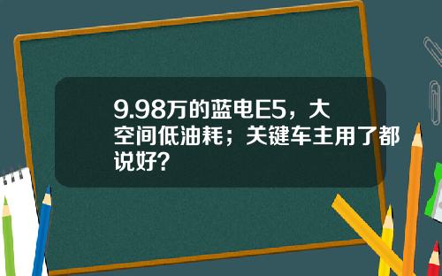 9.98万的蓝电E5，大空间低油耗；关键车主用了都说好？