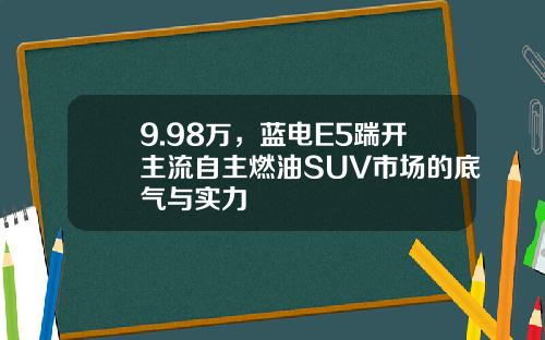 9.98万，蓝电E5踹开主流自主燃油SUV市场的底气与实力
