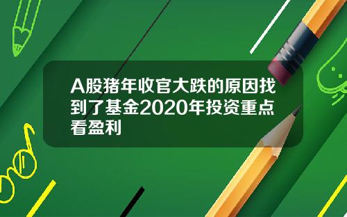 A股猪年收官大跌的原因找到了基金2020年投资重点看盈利