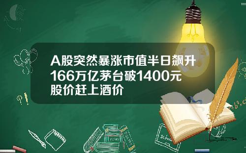 A股突然暴涨市值半日飙升166万亿茅台破1400元股价赶上酒价