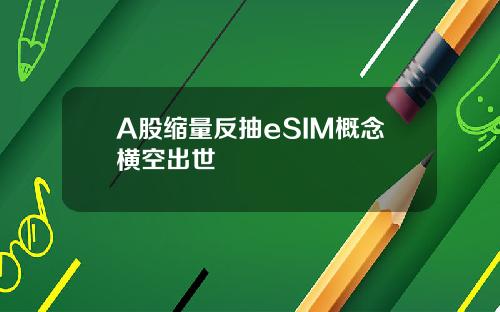 A股缩量反抽eSIM概念横空出世