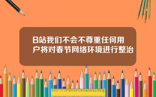 B站我们不会不尊重任何用户将对春节网络环境进行整治