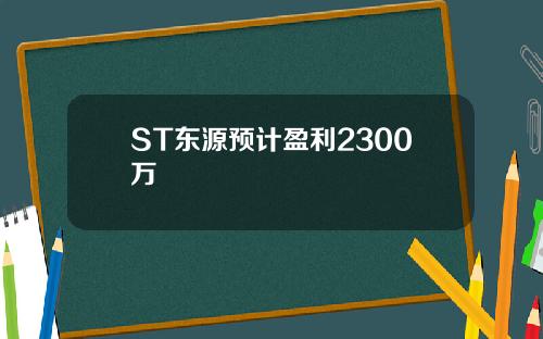ST东源预计盈利2300万