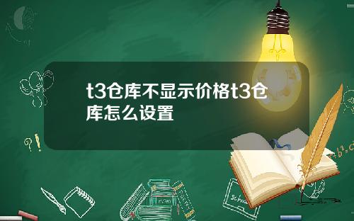 t3仓库不显示价格t3仓库怎么设置