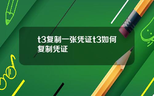 t3复制一张凭证t3如何复制凭证