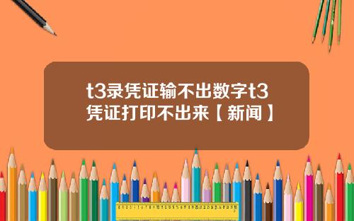 t3录凭证输不出数字t3凭证打印不出来【新闻】