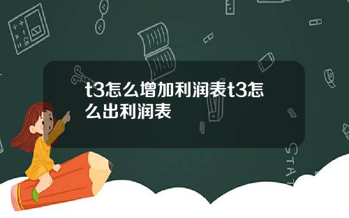 t3怎么增加利润表t3怎么出利润表