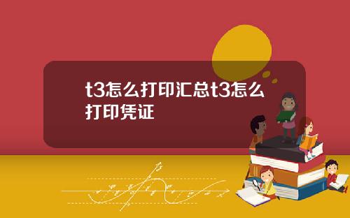 t3怎么打印汇总t3怎么打印凭证