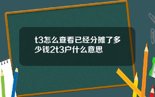 t3怎么查看已经分摊了多少钱2t3户什么意思