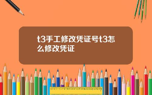 t3手工修改凭证号t3怎么修改凭证