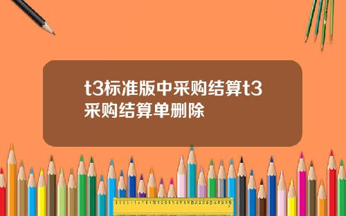 t3标准版中采购结算t3采购结算单删除